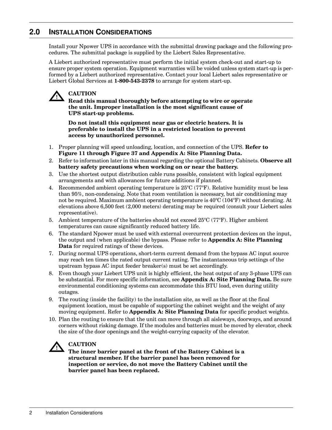 Emerson 30-130 kVA installation manual Installation Considerations, Whpshudwxuhvfdqfdxvhvljqlilfdqwo\Uhgxfhgedwwhu\Olih 