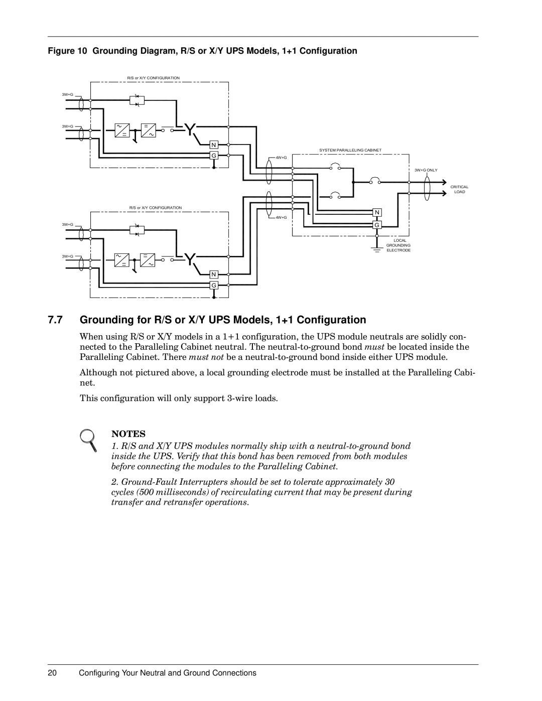 Emerson 30-130 kVA installation manual Grounding for R/S or X/Y UPS Models, 1+1 Configuration 