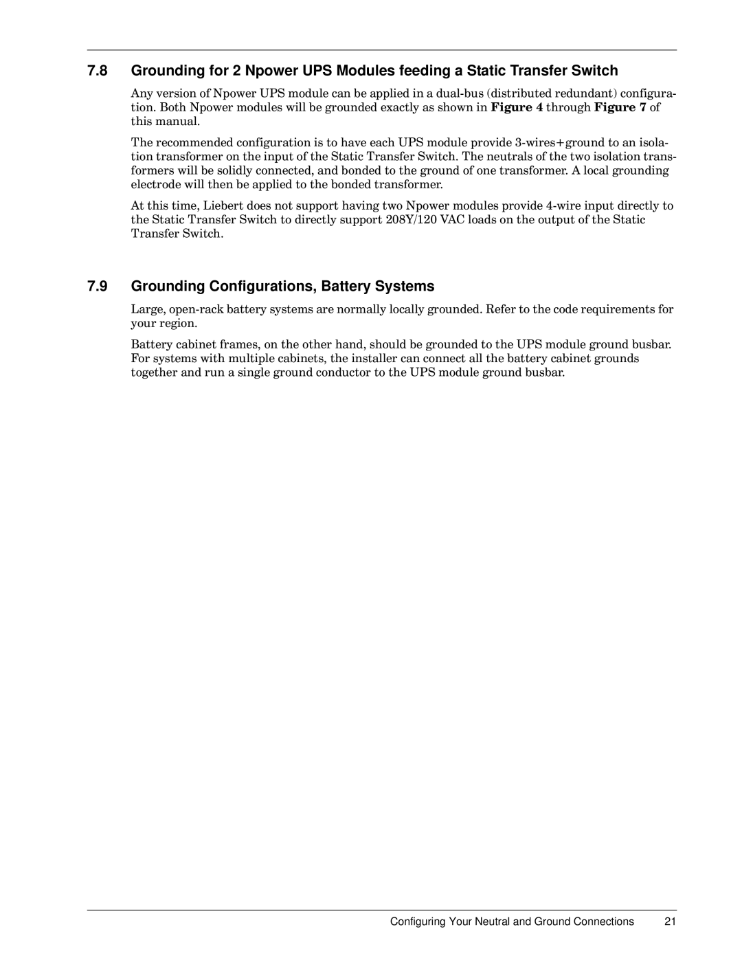 Emerson 30-130 kVA installation manual Grounding Configurations, Battery Systems, Wklvpdqxdo 