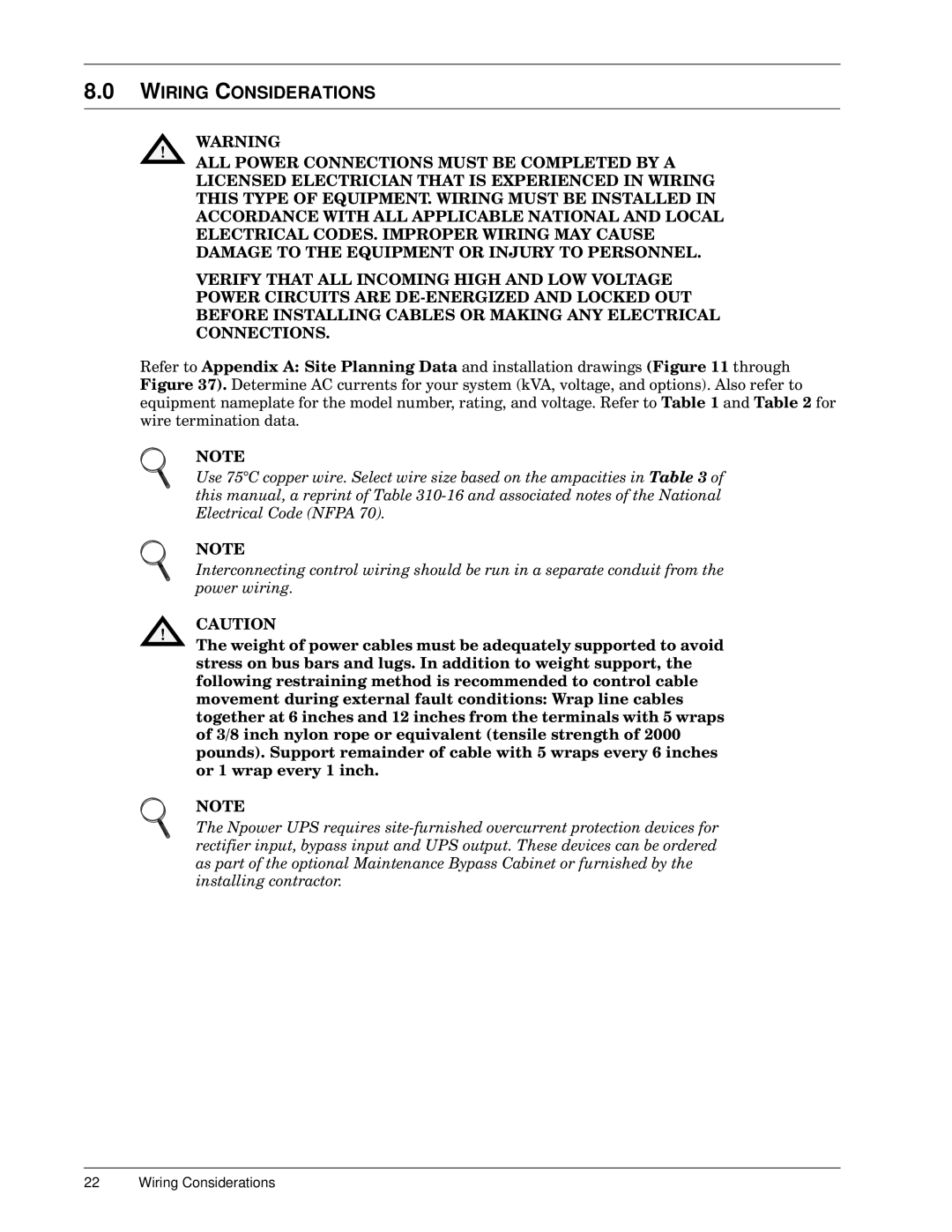 Emerson 30-130 kVA installation manual Wiring Considerations 