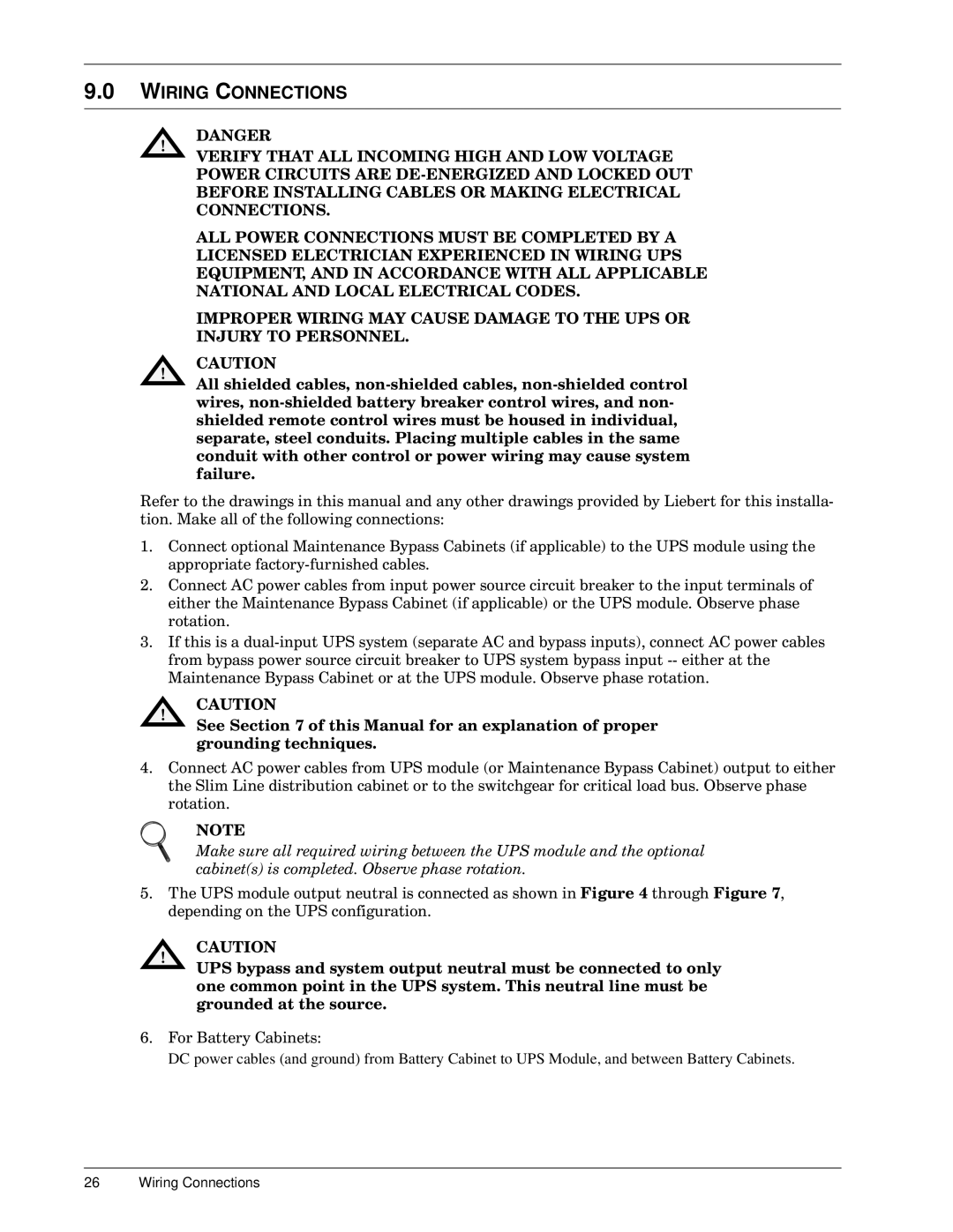 Emerson 30-130 kVA installation manual Wiring Connections, Dssursuldwhidfwru\Ixuqlvkhgfdeohv 