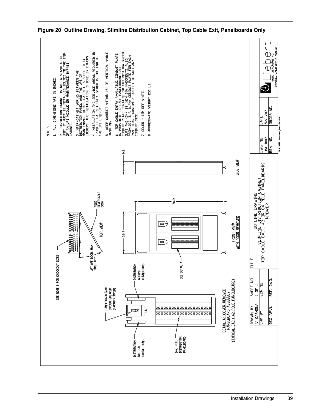 Emerson 30-130 kVA installation manual Installation Drawings 