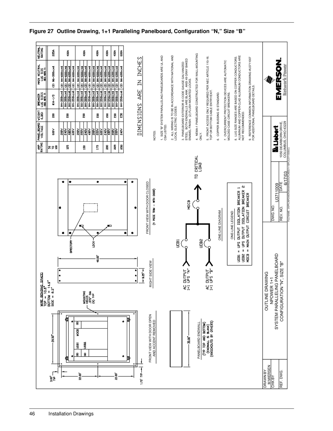 Emerson 30-130 kVA installation manual Size B 