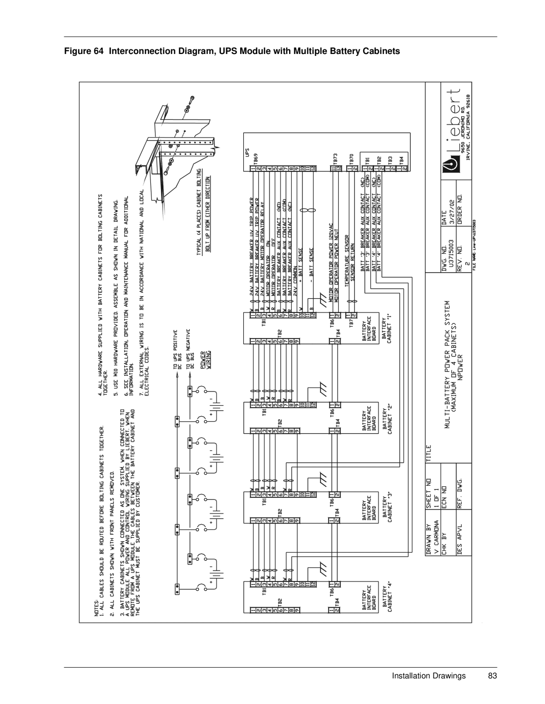 Emerson 30-130 kVA installation manual Installation Drawings 