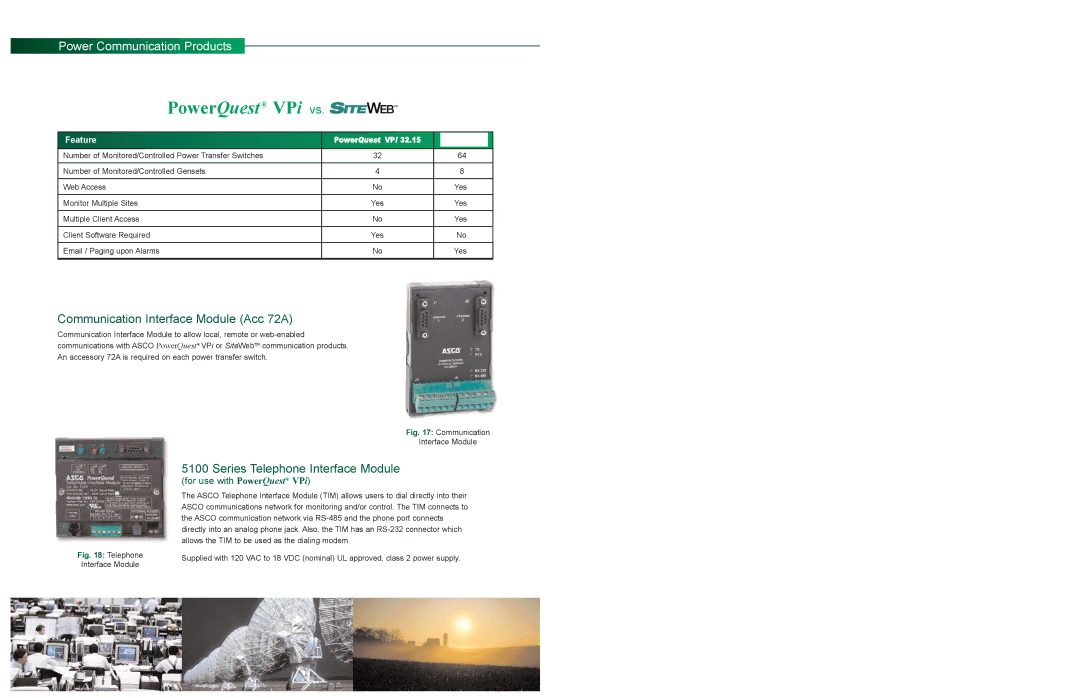 Emerson 300 Series Power Communication Products, Communication Interface Module Acc 72A, Series Telephone Interface Module 