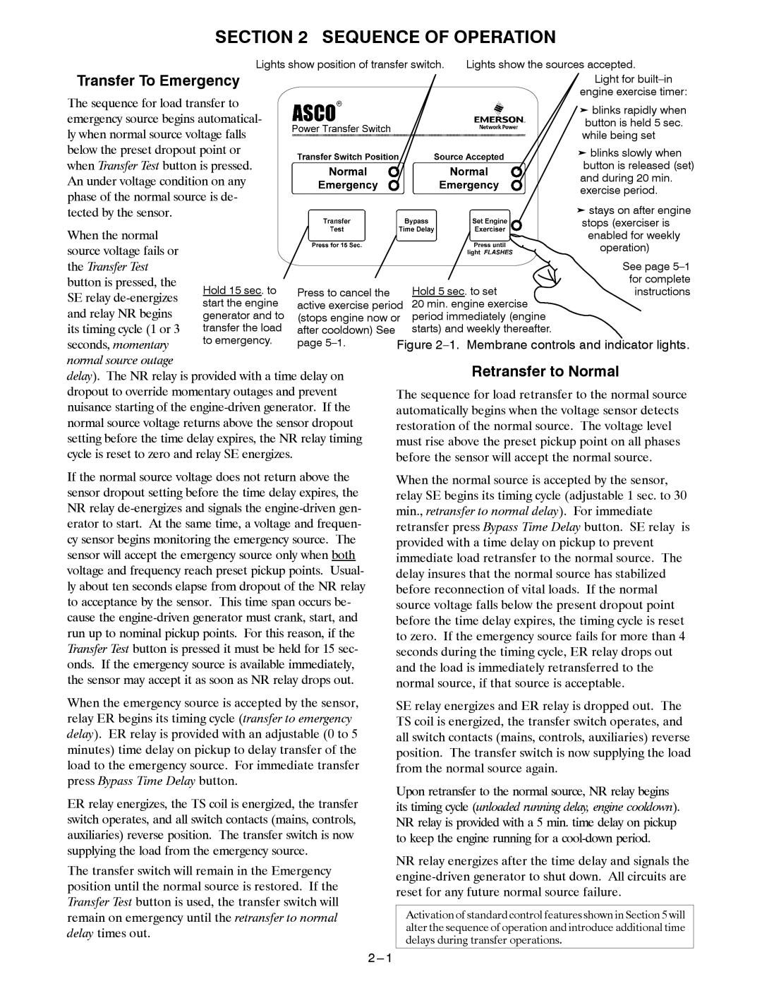 Emerson 300 manual Sequence of Operation, Transfer To Emergency, Retransfer to Normal 