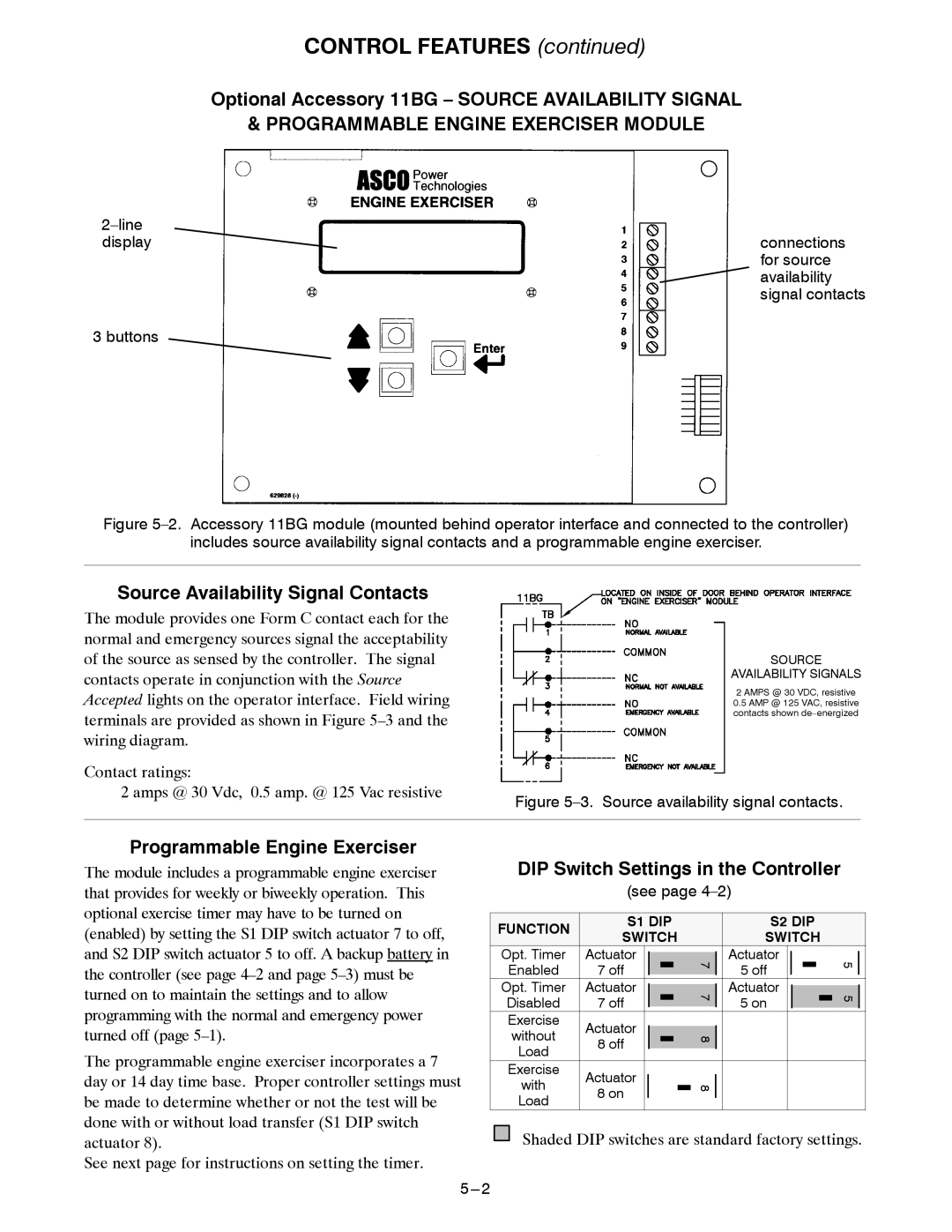 Emerson 300 manual Control Features, Programmable Engine Exerciser Module 