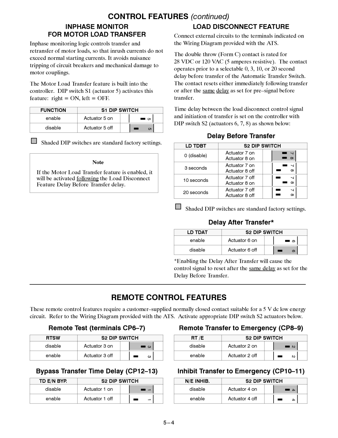 Emerson 300 manual Remote Control Features, Inphase Monitor For Motor Load Transfer, Load Disconnect Feature 