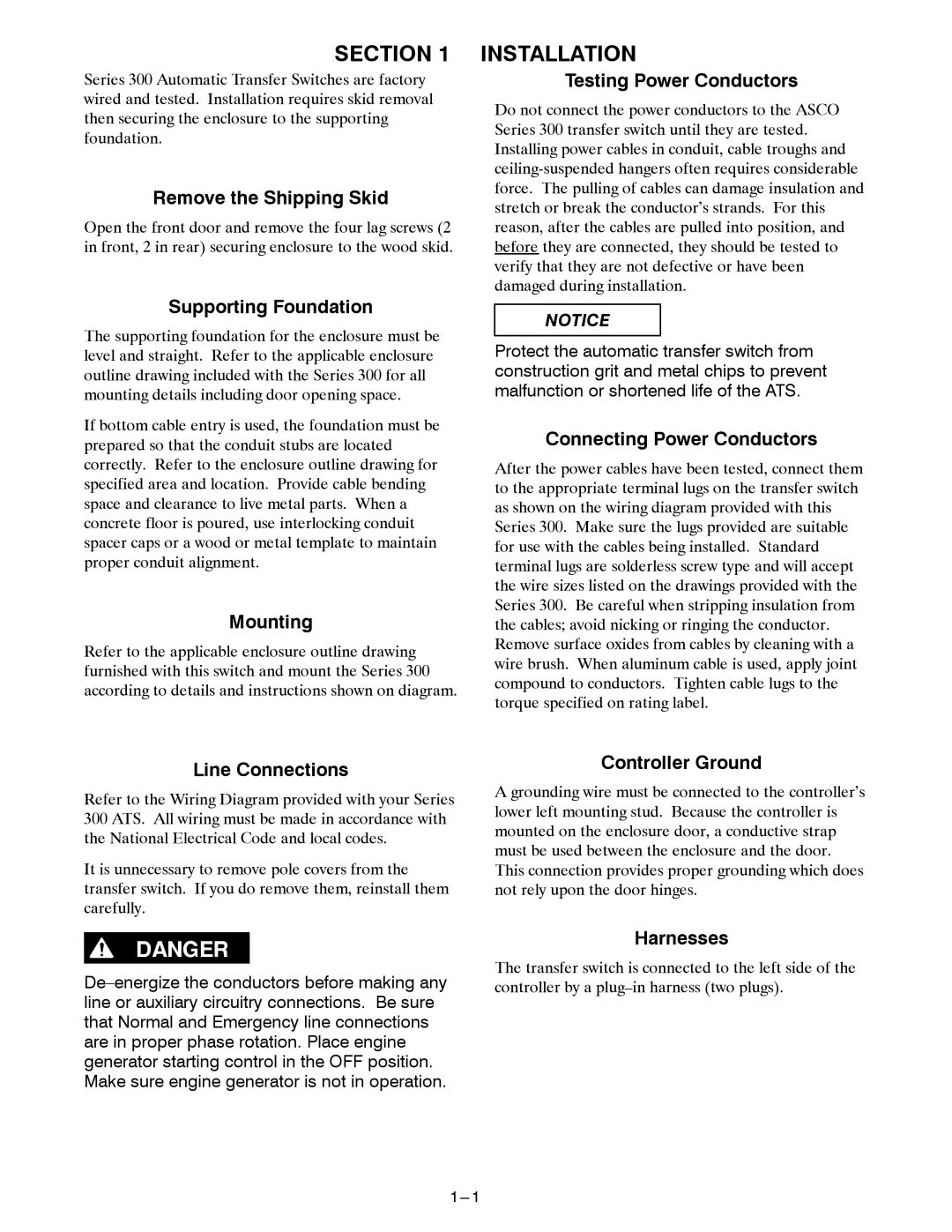 Emerson 300 manual Section, Installation 