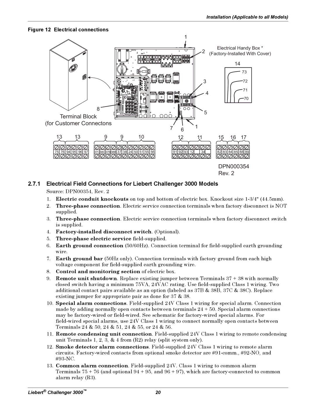 Emerson 3000 installation manual Terminal Block For Customer Connectons 