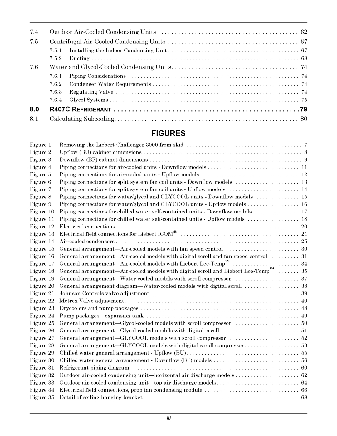 Emerson 3000 installation manual Figures, R407C Refrigerant 