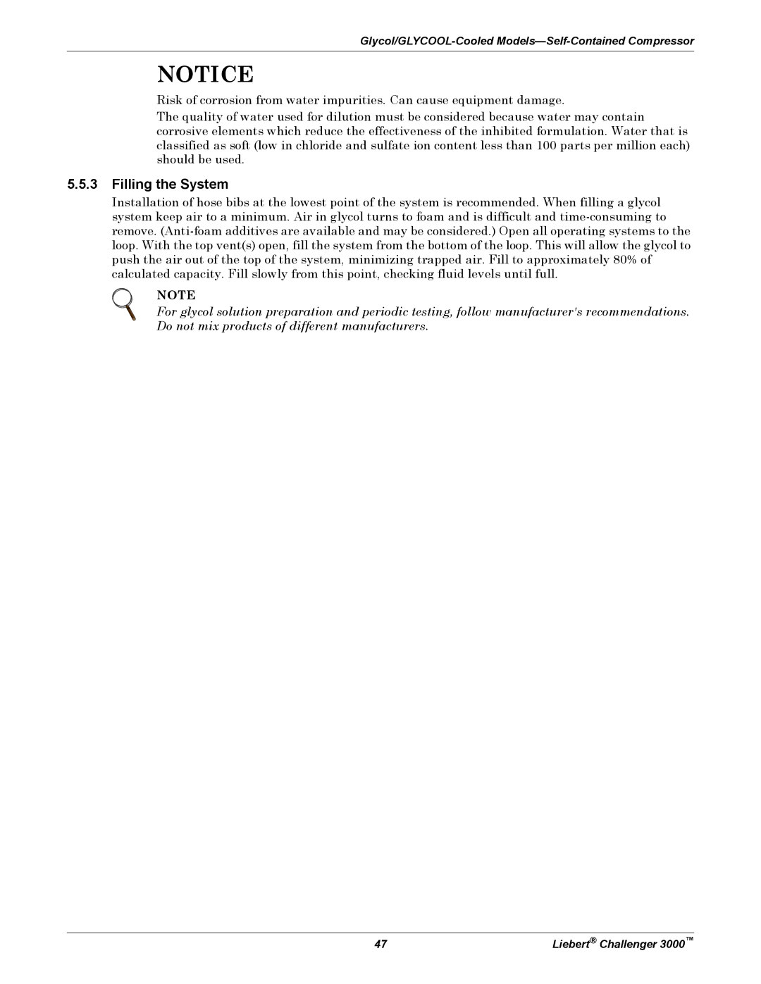 Emerson 3000 installation manual Filling the System 