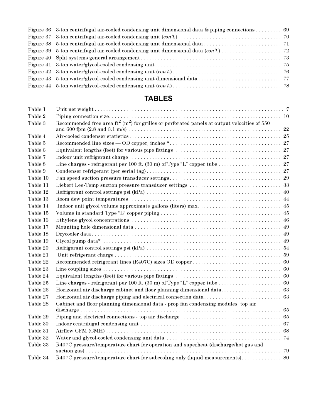 Emerson 3000 installation manual Tables 