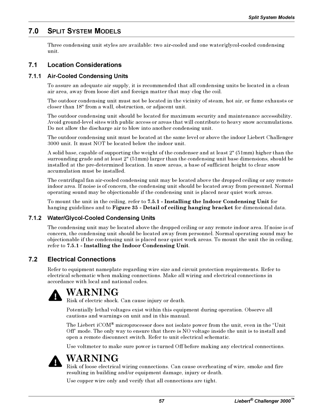 Emerson 3000 installation manual Air-Cooled Condensing Units, Water/Glycol-Cooled Condensing Units 