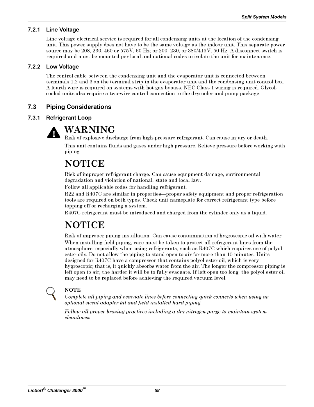 Emerson 3000 installation manual Line Voltage, Refrigerant Loop 