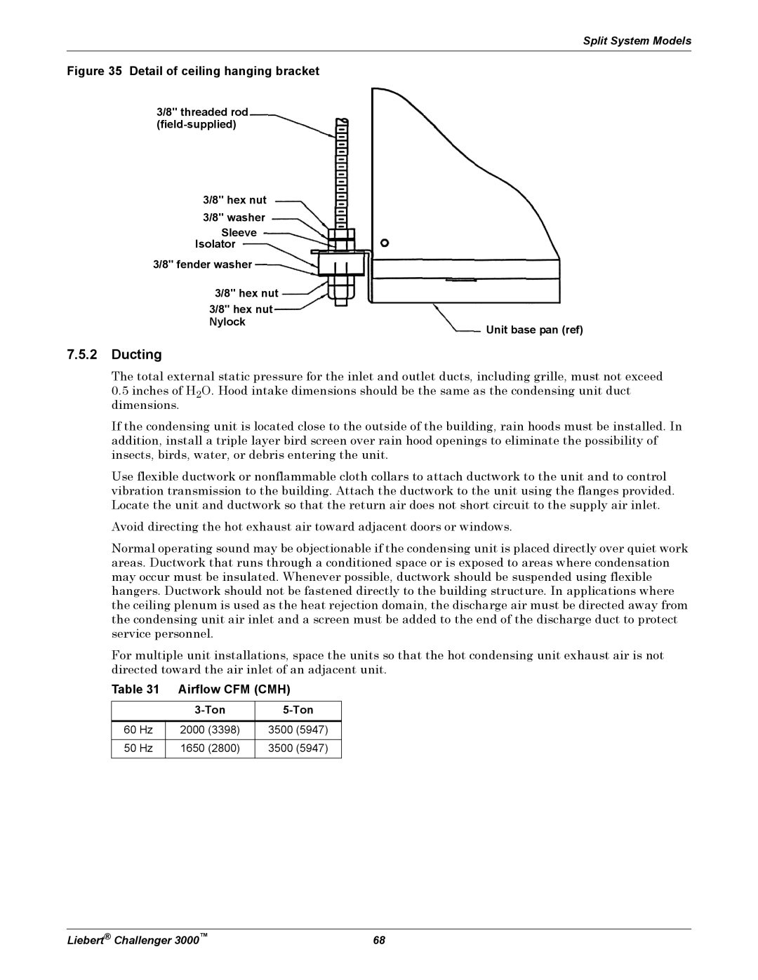 Emerson 3000 installation manual Ducting, Airflow CFM CMH 