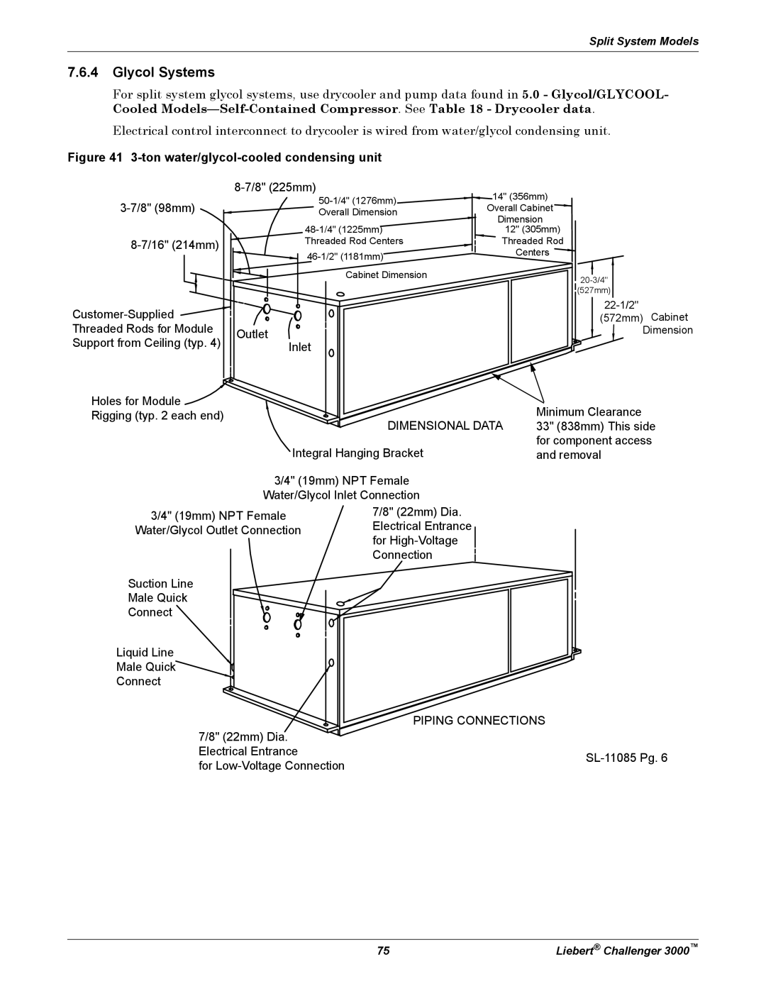 Emerson 3000 installation manual Glycol Systems, Ton water/glycol-cooled condensing unit 