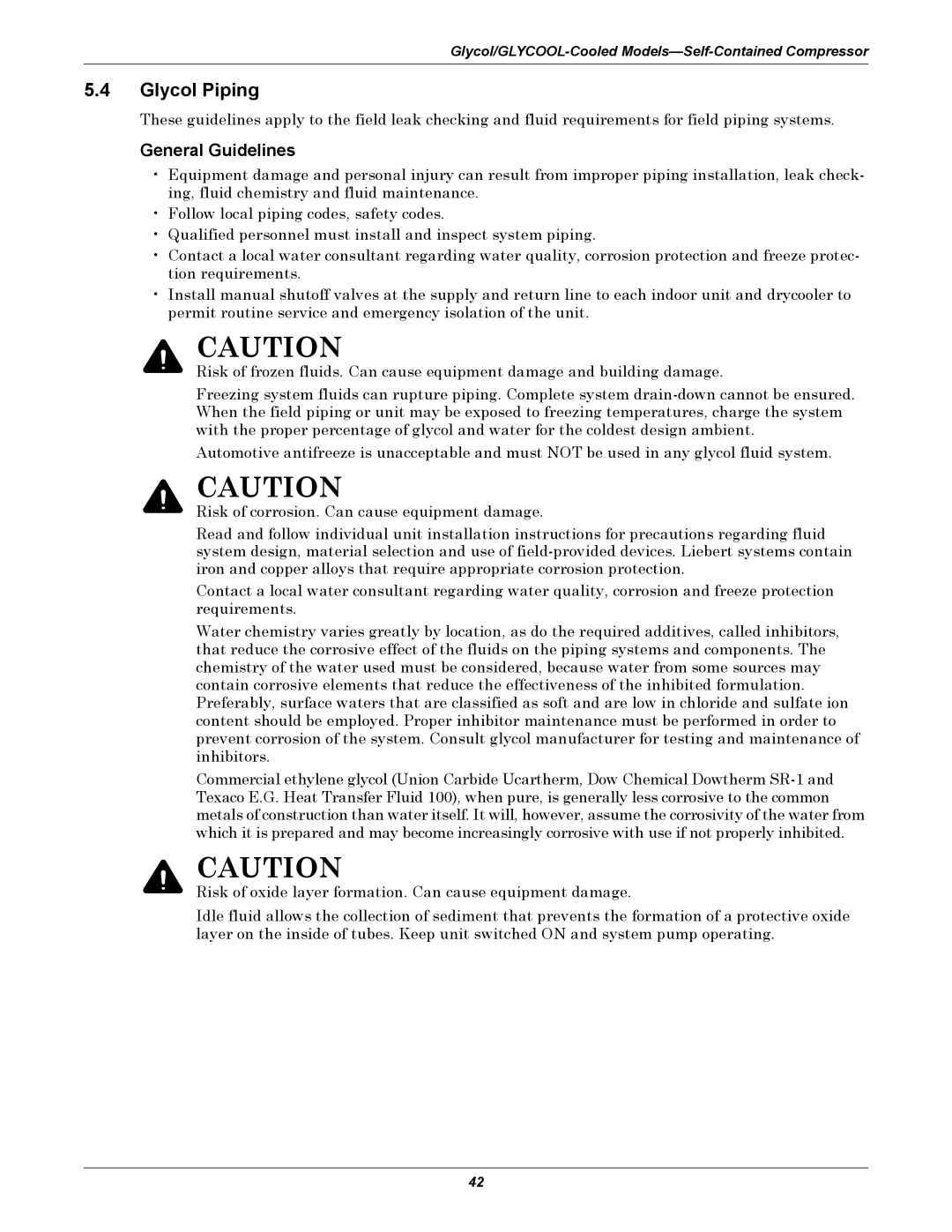 Emerson 3000 installation manual Glycol Piping, General Guidelines 