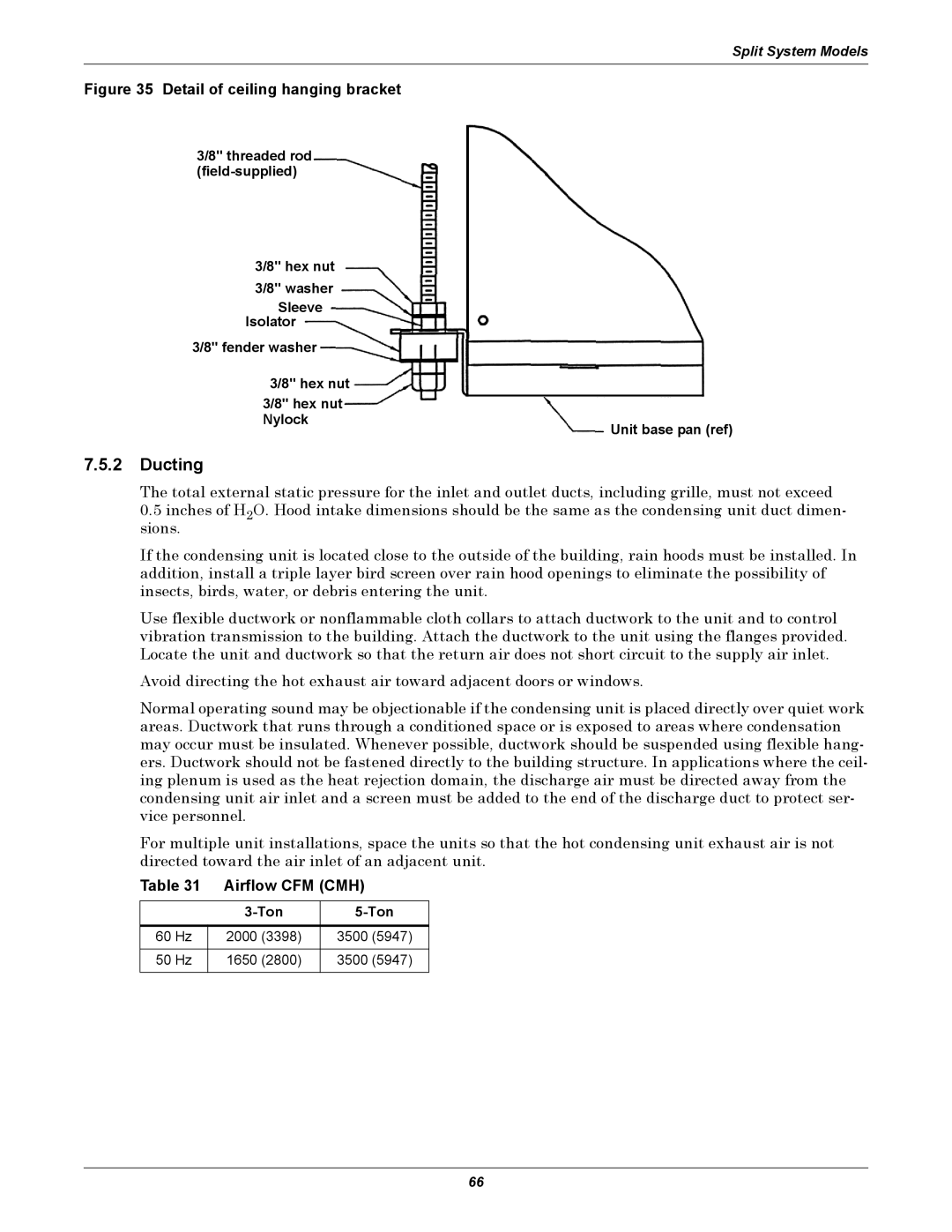 Emerson 3000 installation manual Ducting, Airflow CFM CMH 