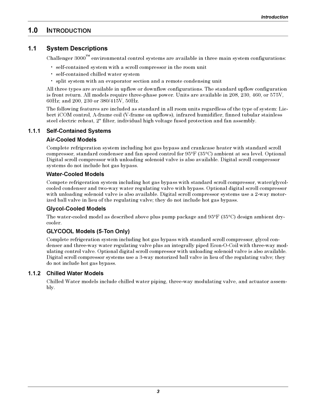 Emerson 3000 installation manual System Descriptions 