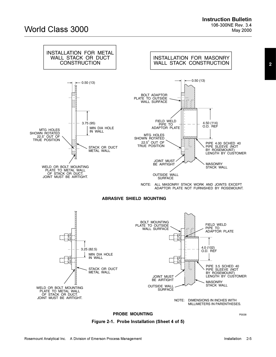 Emerson 3000 manual Probe Installation Sheet 4 