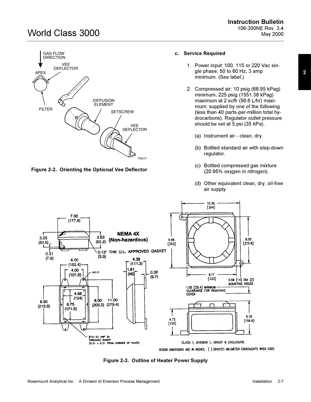 Emerson 3000 manual Service Required, Orienting the Optional Vee Deflector 