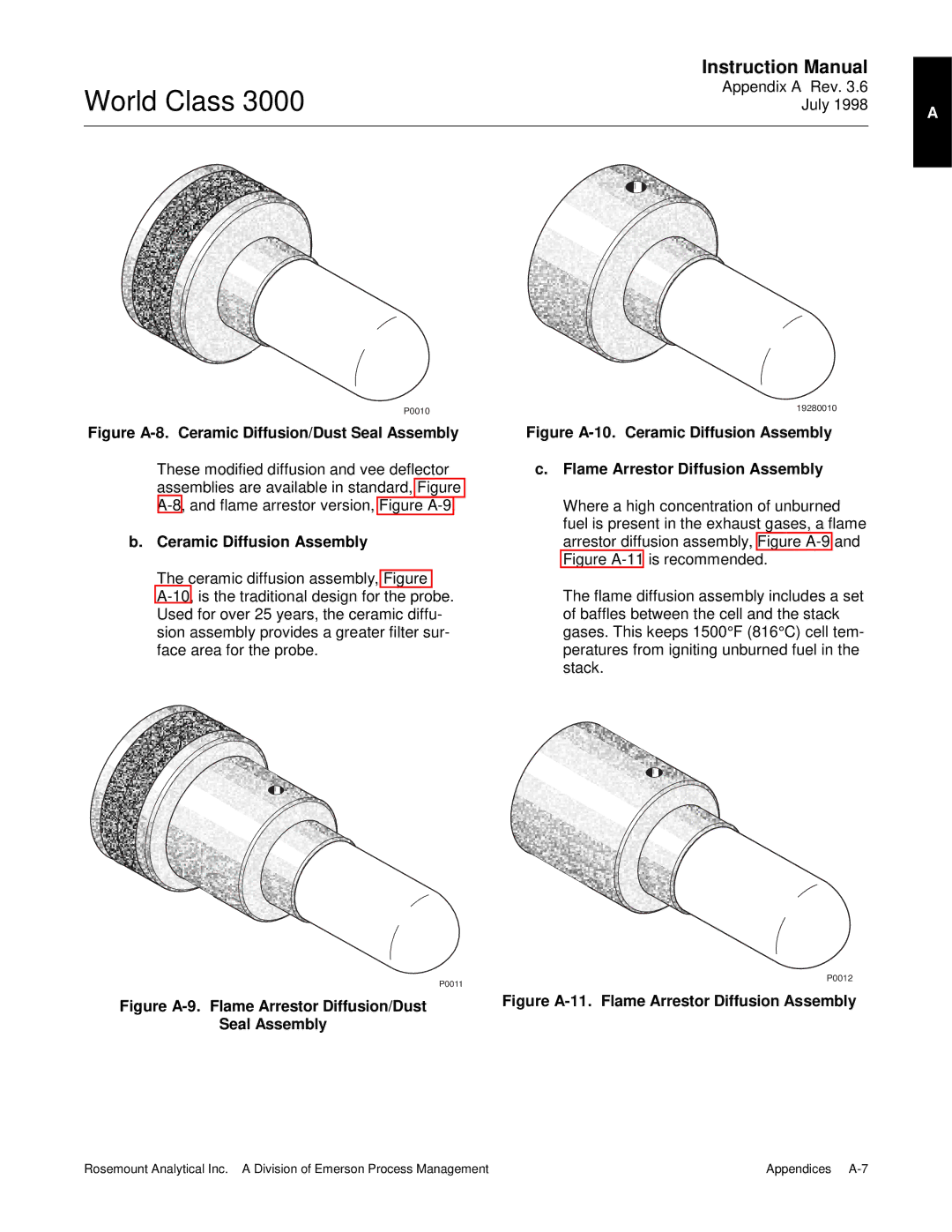 Emerson 3000 manual Figure A-8. Ceramic Diffusion/Dust Seal Assembly, Ceramic Diffusion Assembly 