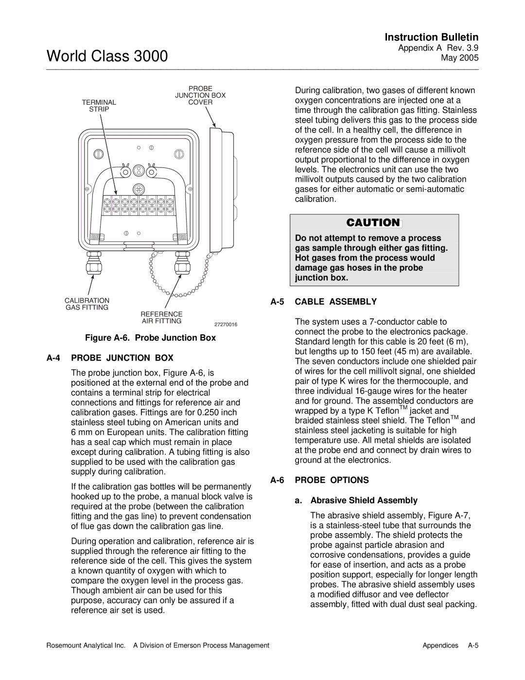 Emerson 3000 instruction manual Probe Junction BOX, Cable Assembly, Probe Options, Abrasive Shield Assembly 