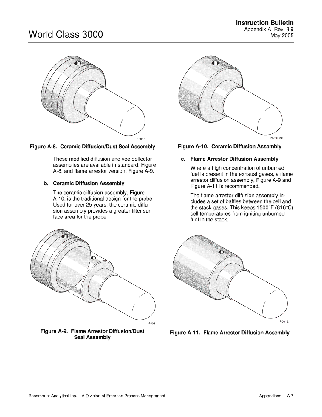 Emerson 3000 instruction manual Figure A-8. Ceramic Diffusion/Dust Seal Assembly, Ceramic Diffusion Assembly 