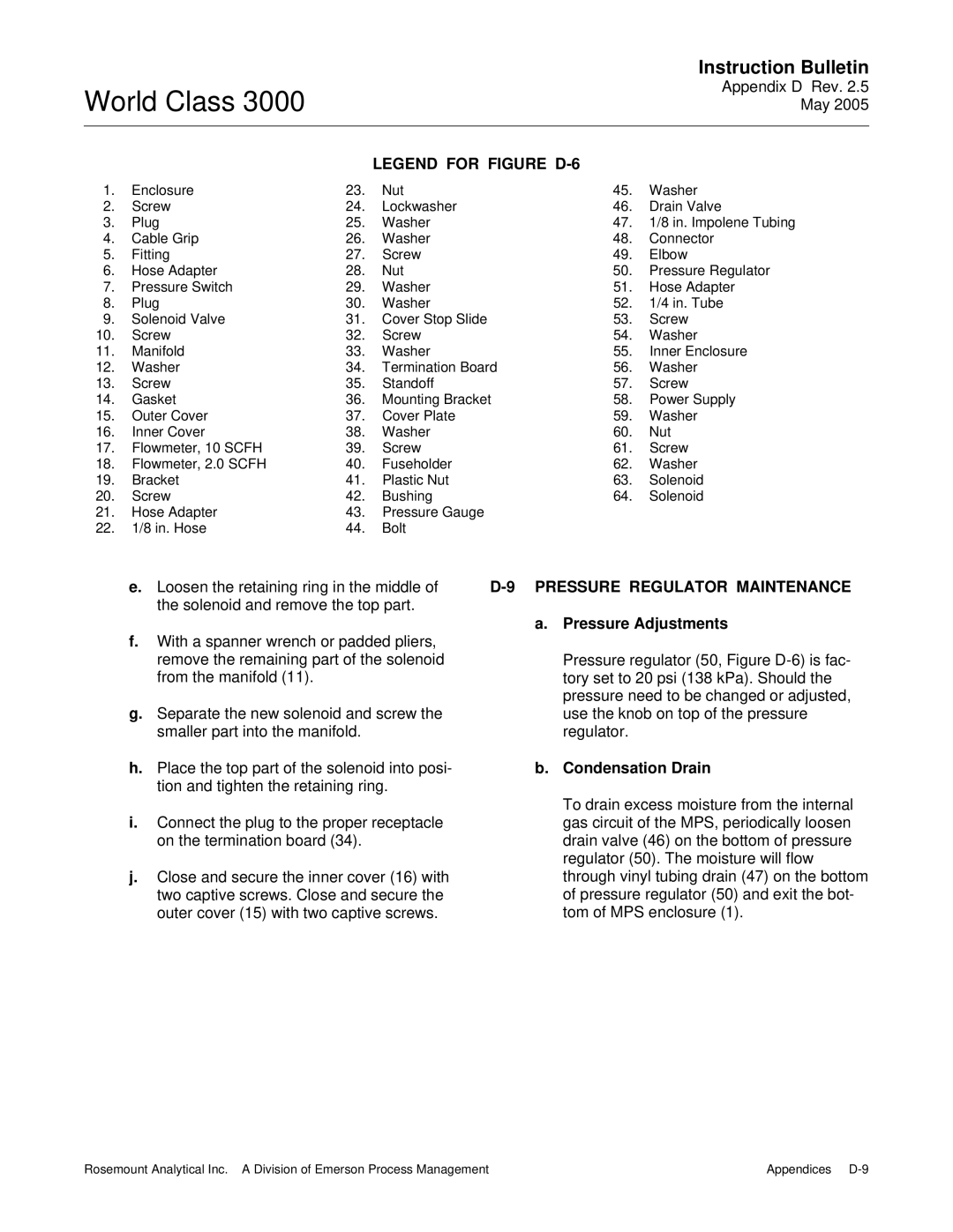 Emerson 3000 instruction manual Pressure Regulator Maintenance, Pressure Adjustments, Condensation Drain 