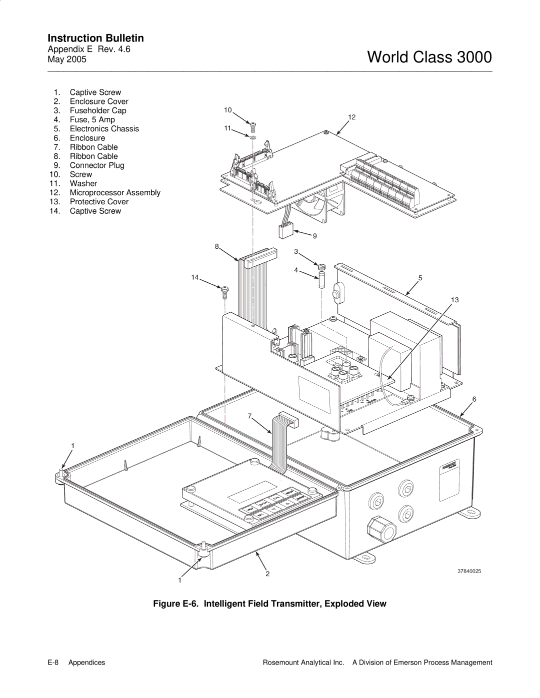 Emerson 3000 instruction manual Figure E-6. Intelligent Field Transmitter, Exploded View 