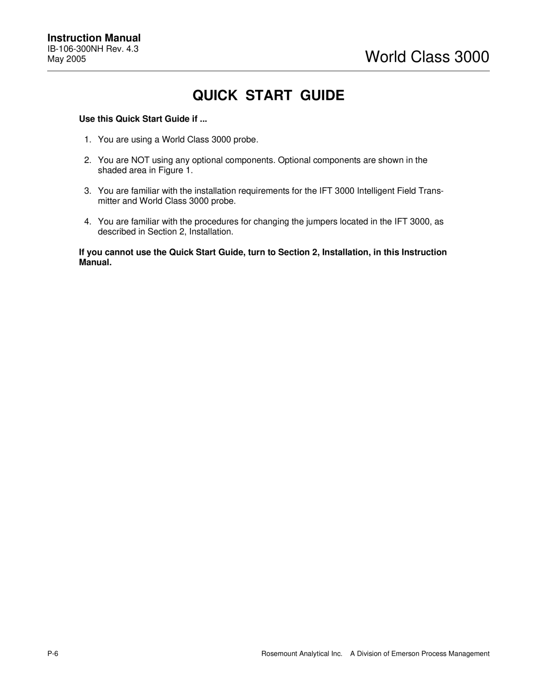 Emerson 3000 instruction manual Use this Quick Start Guide if 