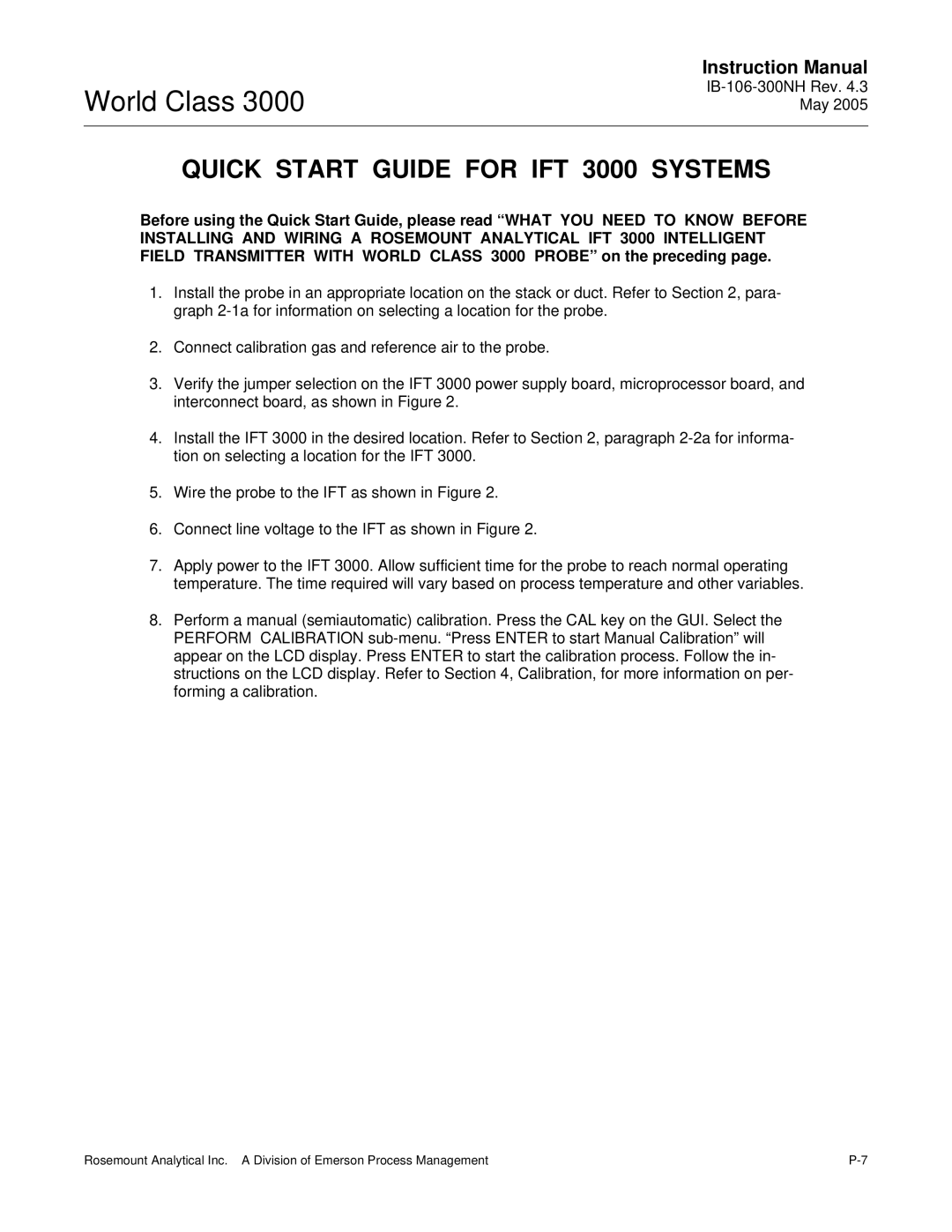 Emerson instruction manual Quick Start Guide for IFT 3000 Systems 