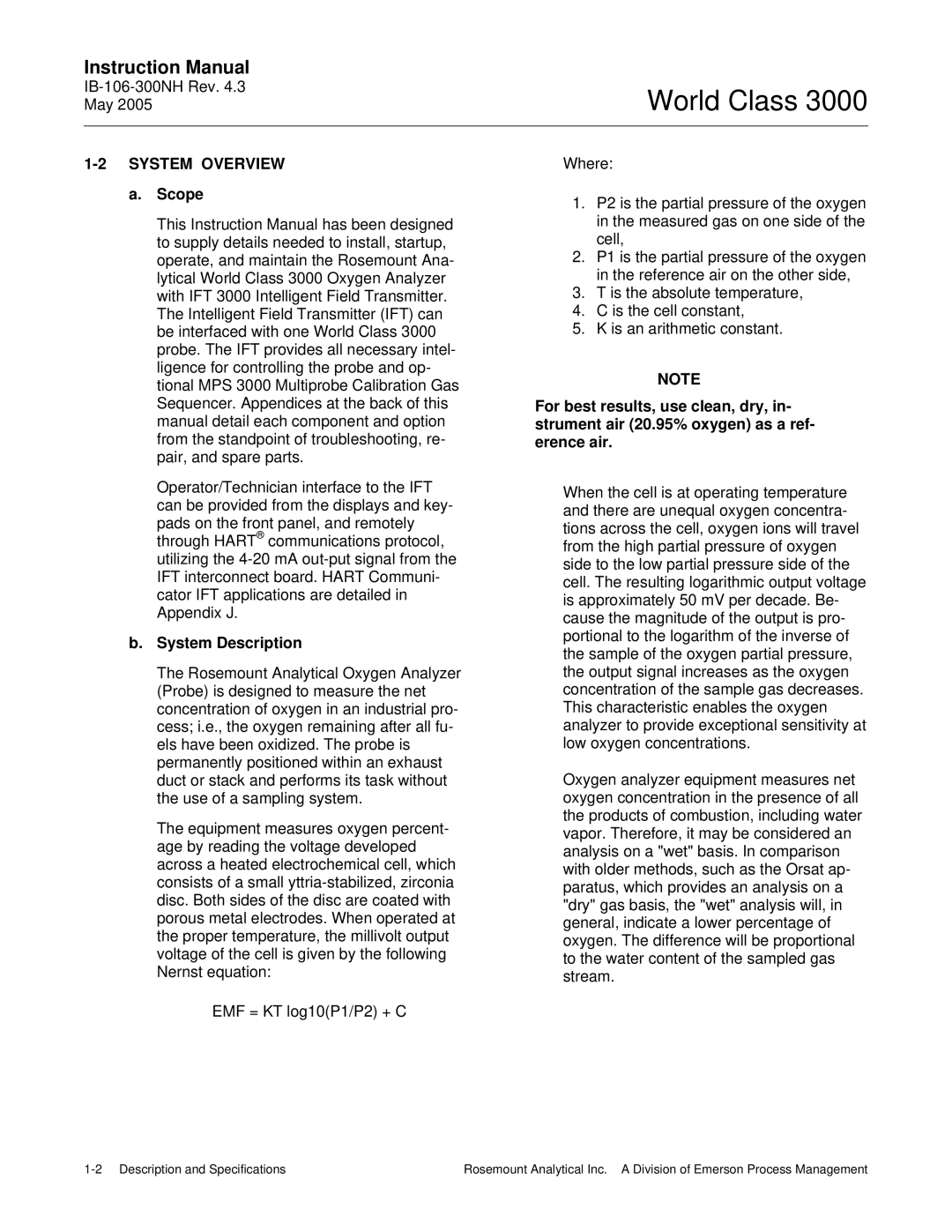 Emerson 3000 instruction manual System Overview, Scope, System Description 