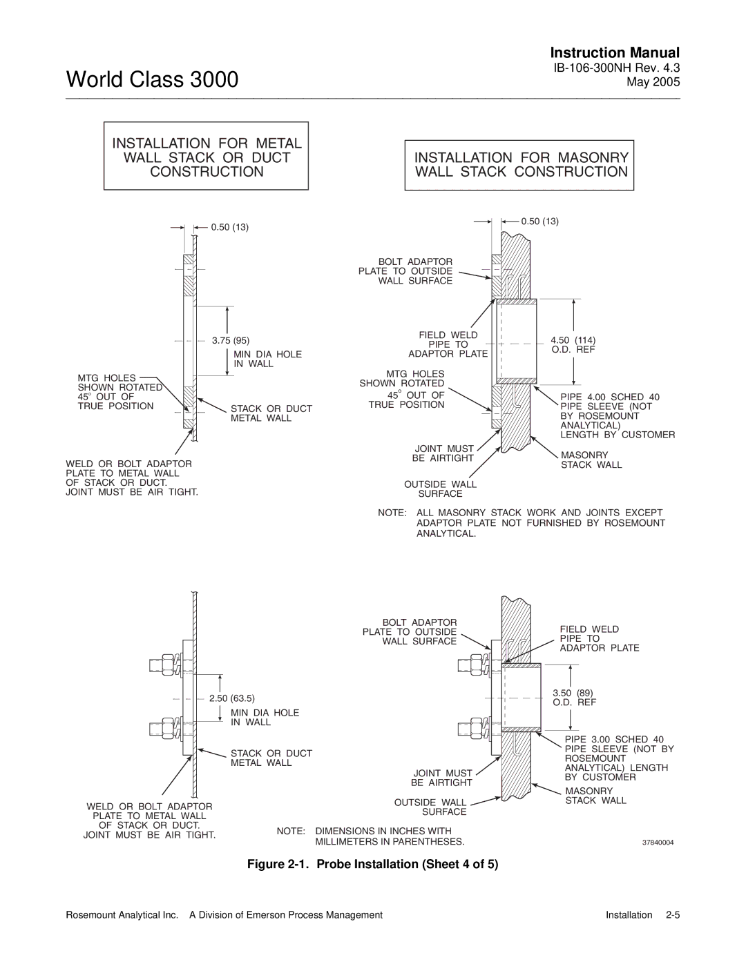 Emerson 3000 instruction manual Probe Installation Sheet 4 