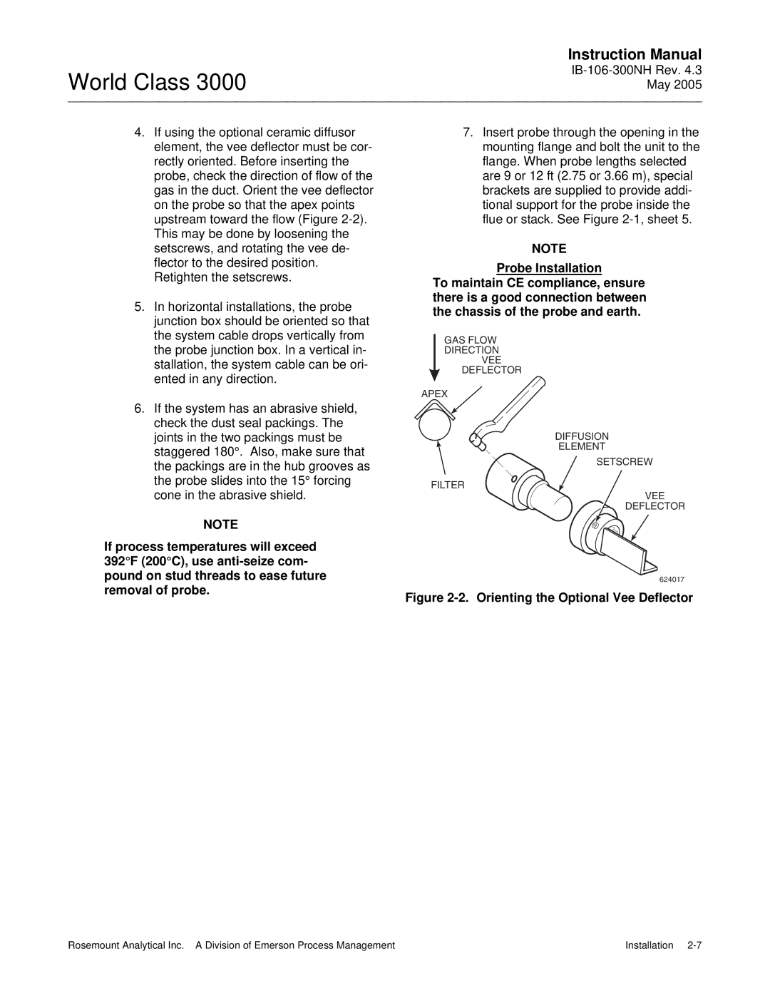 Emerson 3000 instruction manual Orienting the Optional Vee Deflector 