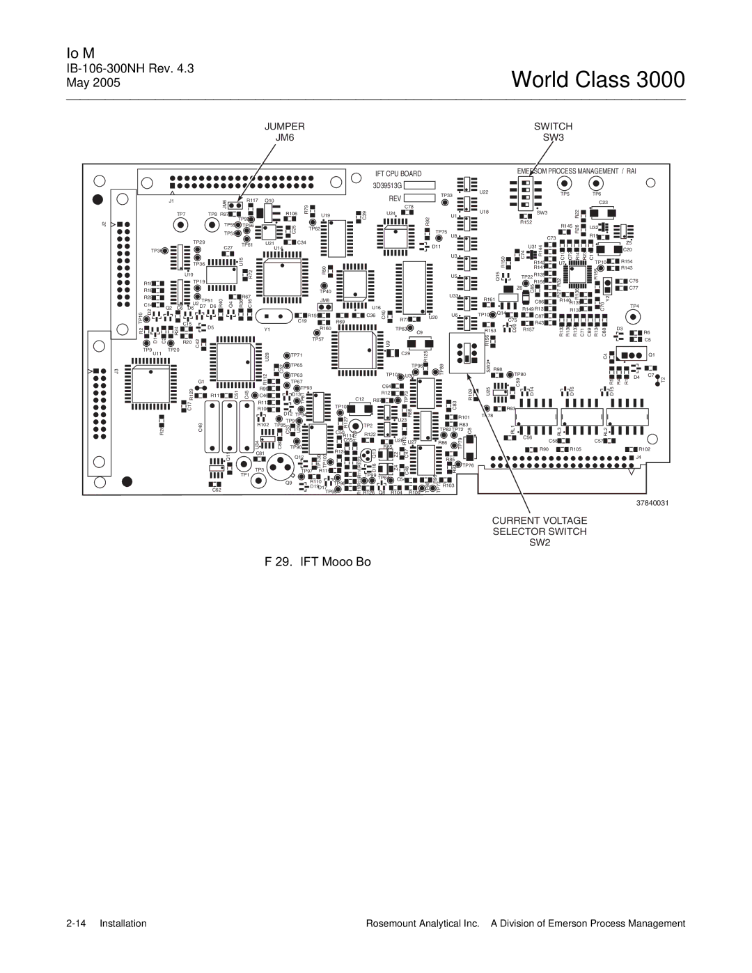 Emerson 3000 instruction manual IFT Microprocessor Board 