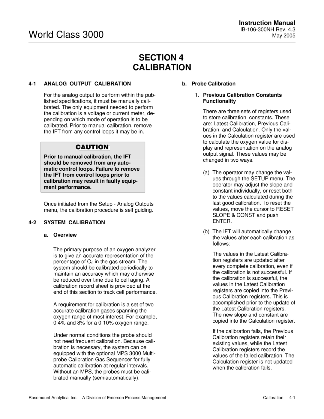 Emerson 3000 instruction manual Analog Output Calibration, System Calibration, Overview 