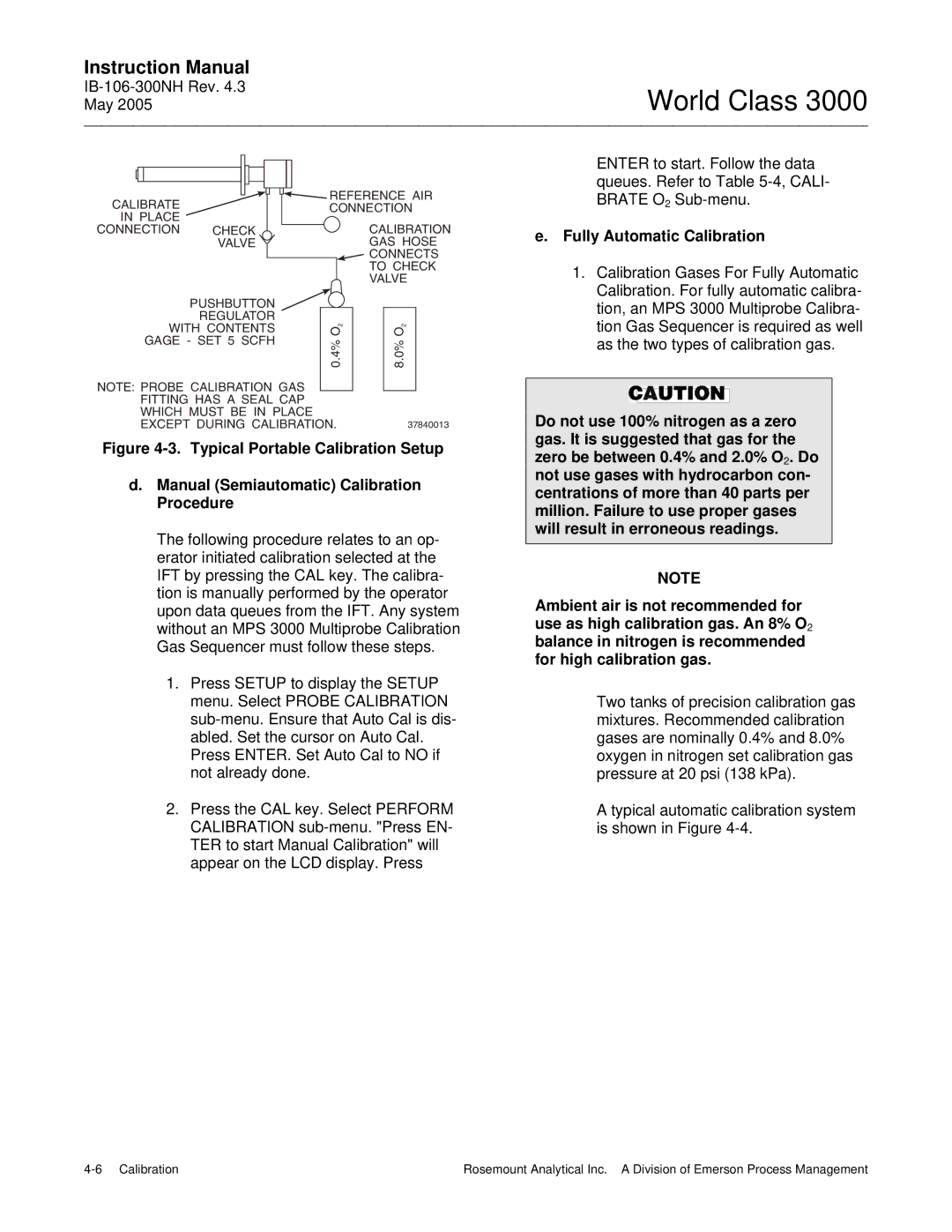 Emerson 3000 instruction manual Fully Automatic Calibration 