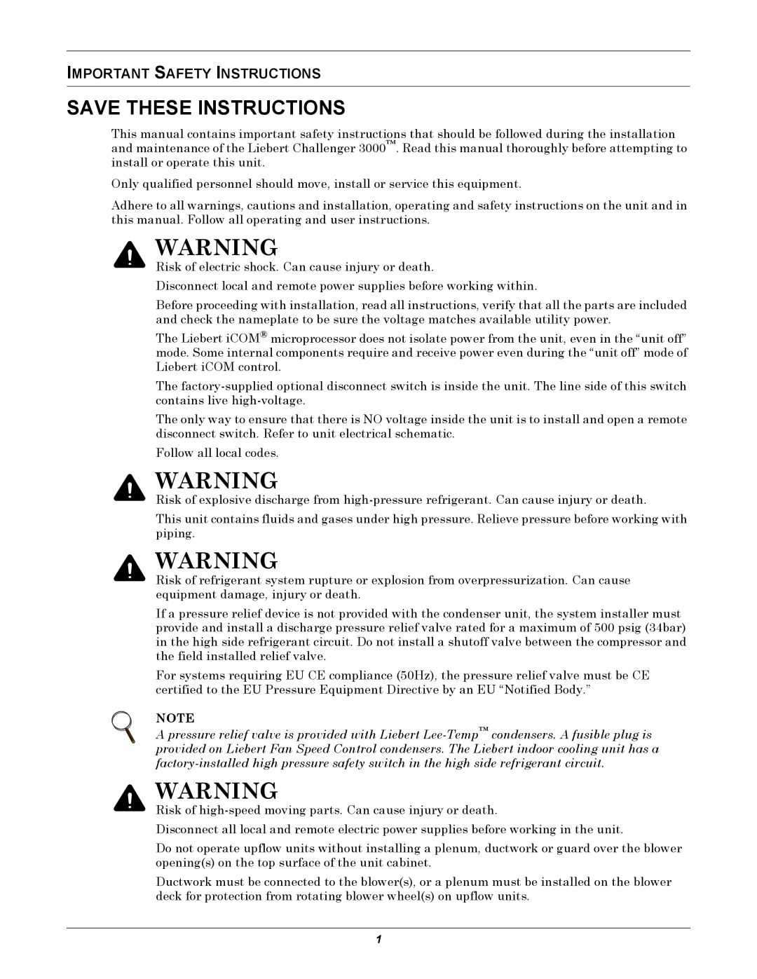Emerson 3000 installation manual Save These Instructions, Important Safety Instructions 