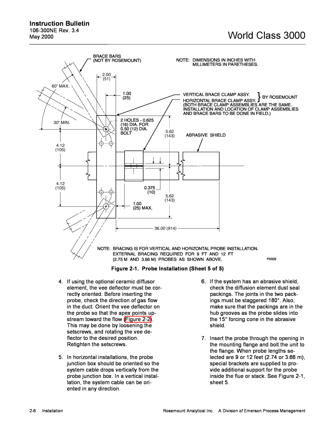 Emerson 3000 manual Instruction Bulletin, 1.Probe Installation Sheet 5 of 