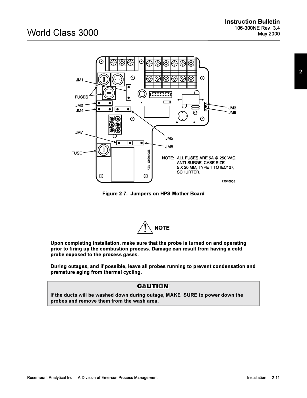 Emerson 3000 manual Instruction Bulletin, 7.Jumpers on HPS Mother Board 