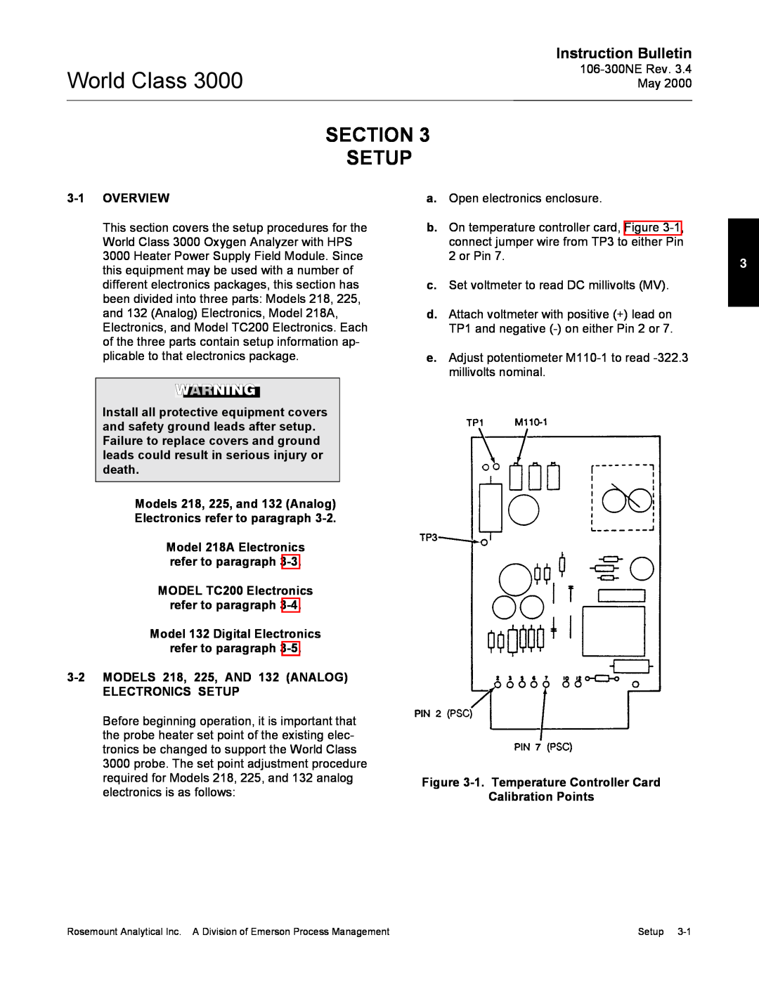 Emerson 3000 manual Section Setup, Instruction Bulletin 