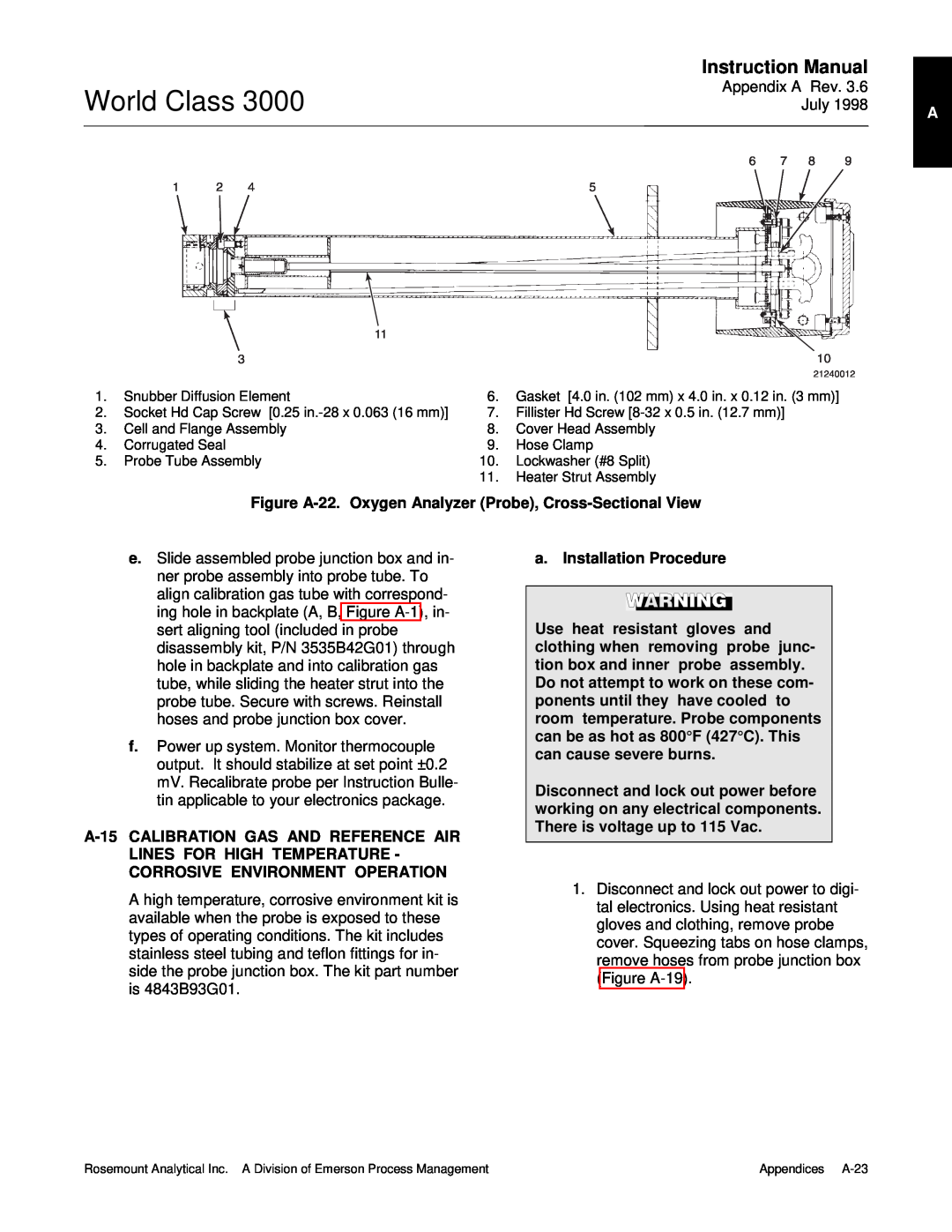 Emerson 3000 manual World Class, a. Installation Procedure 