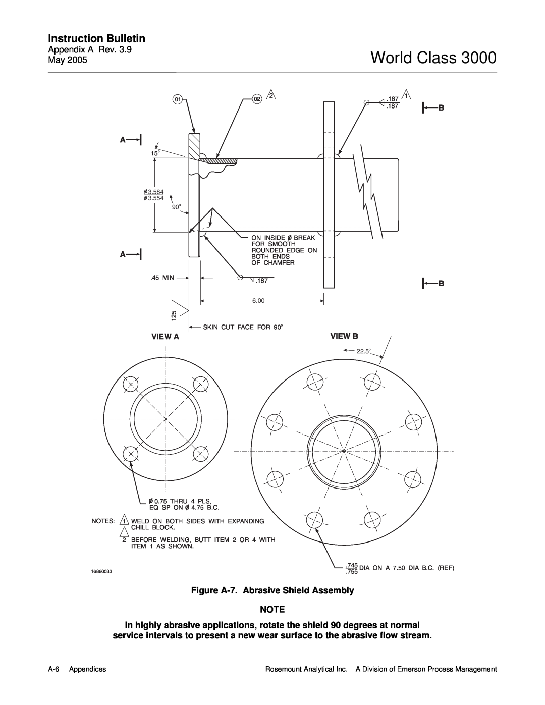 Emerson 3000 instruction manual World Class, Instruction Bulletin, Figure A-7.Abrasive Shield Assembly 