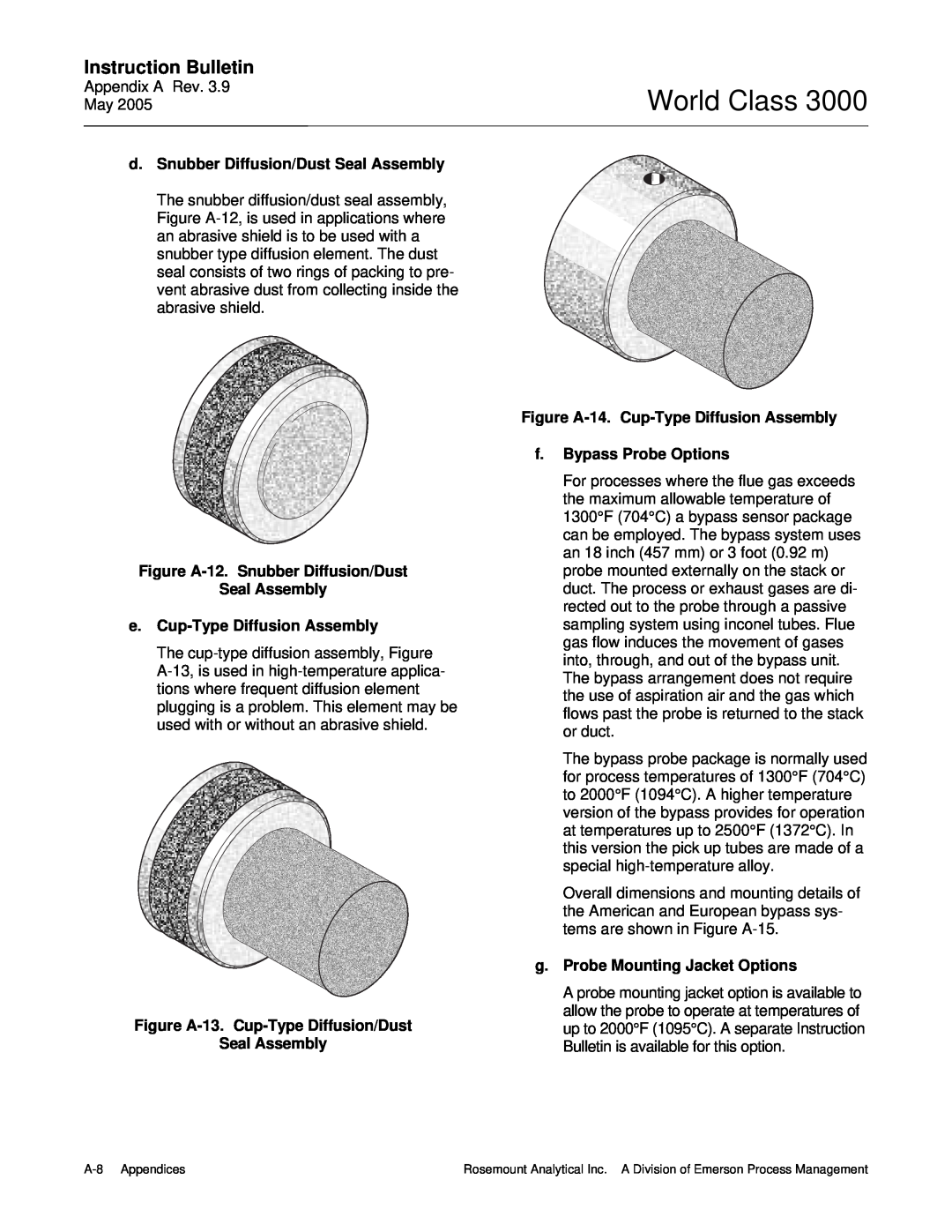 Emerson 3000 World Class, Instruction Bulletin, d.Snubber Diffusion/Dust Seal Assembly, e.Cup-TypeDiffusion Assembly 
