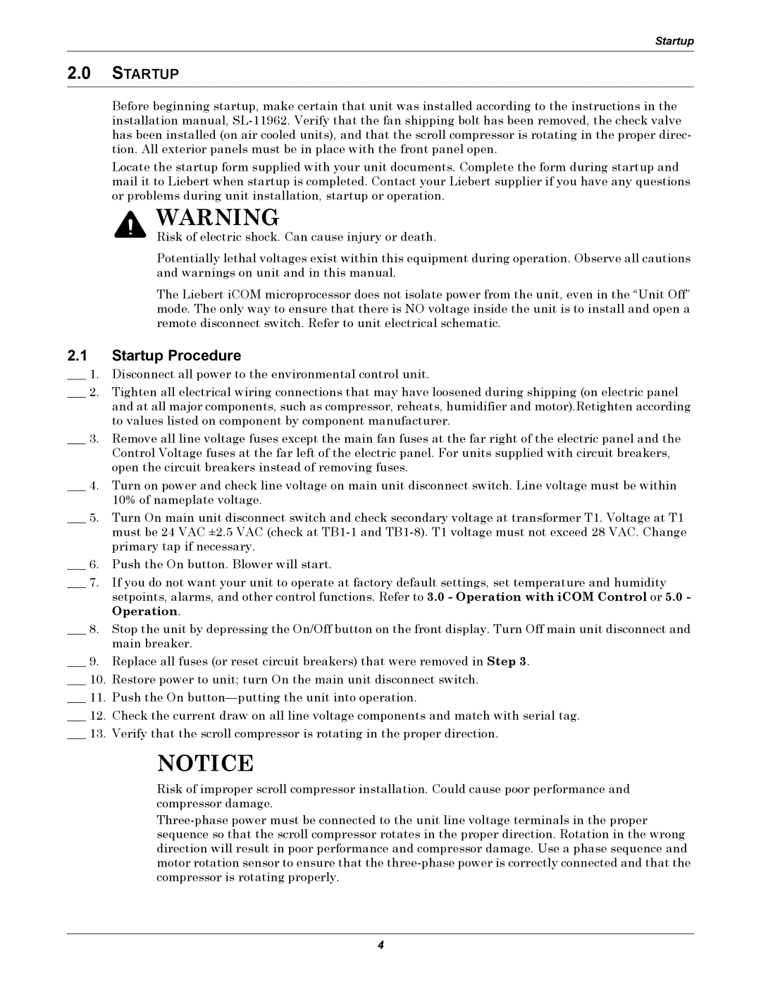 Emerson 3000/ITR manual Startup Procedure 