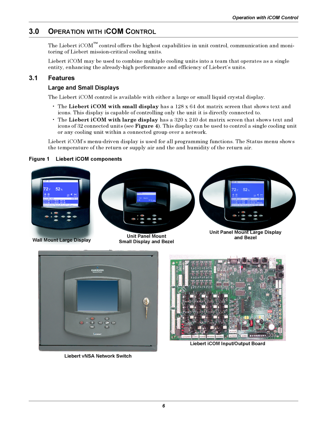 Emerson 3000/ITR manual Features, Operation with Icom Control, Large and Small Displays 