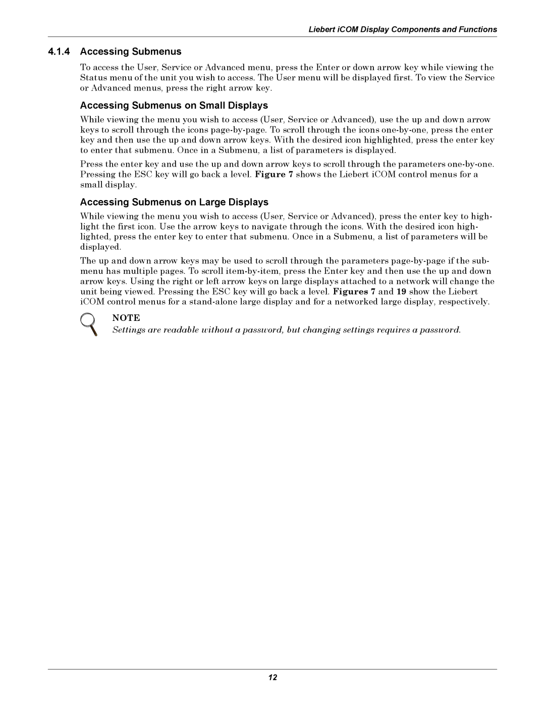 Emerson 3000/ITR manual Accessing Submenus on Small Displays, Accessing Submenus on Large Displays 