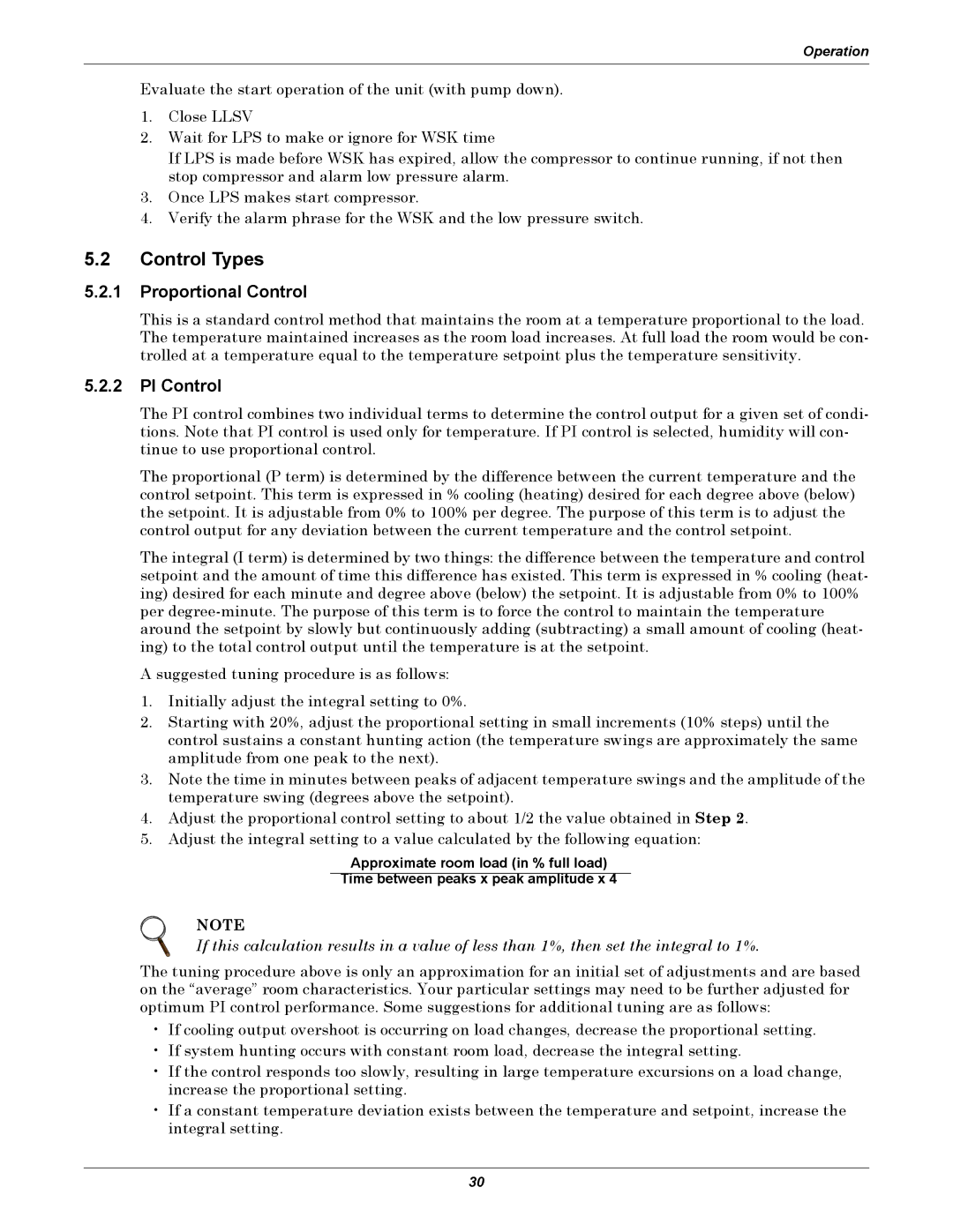 Emerson 3000/ITR manual Control Types, Proportional Control, PI Control 